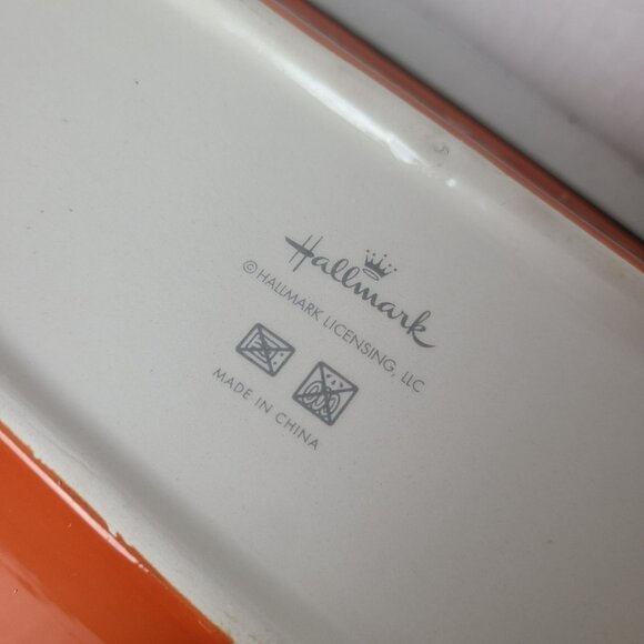 Hallmark DIG IN Farm Plow Ceramic Snack Tray Dish Orange Black Heavy Weight Fall - Picture 10 of 11